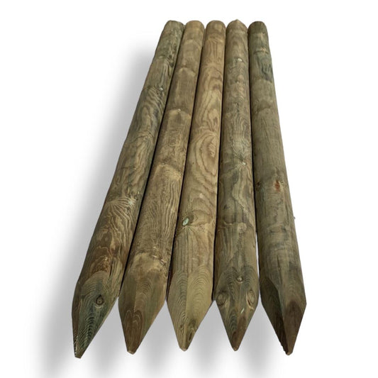 Lot de 5 poteaux ronds en pin traité et calibré avec embouts