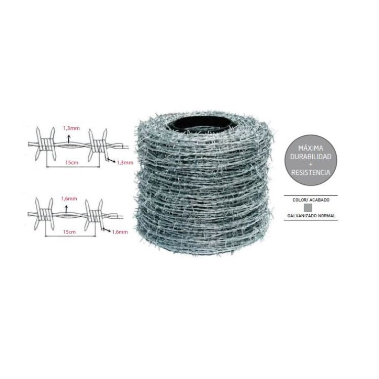 Alambre espino galvanizado 13/15 mm X 100 m