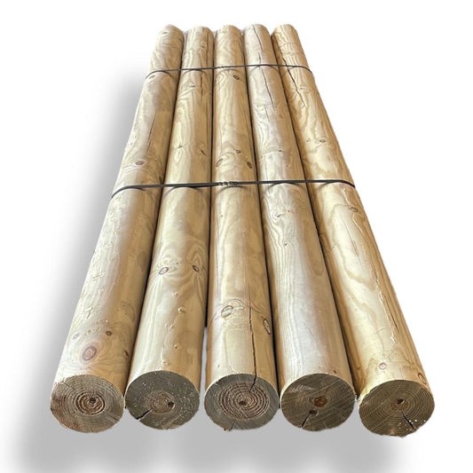 Lot de 5 poteaux ronds en pin traité et calibré 100x2000 mm