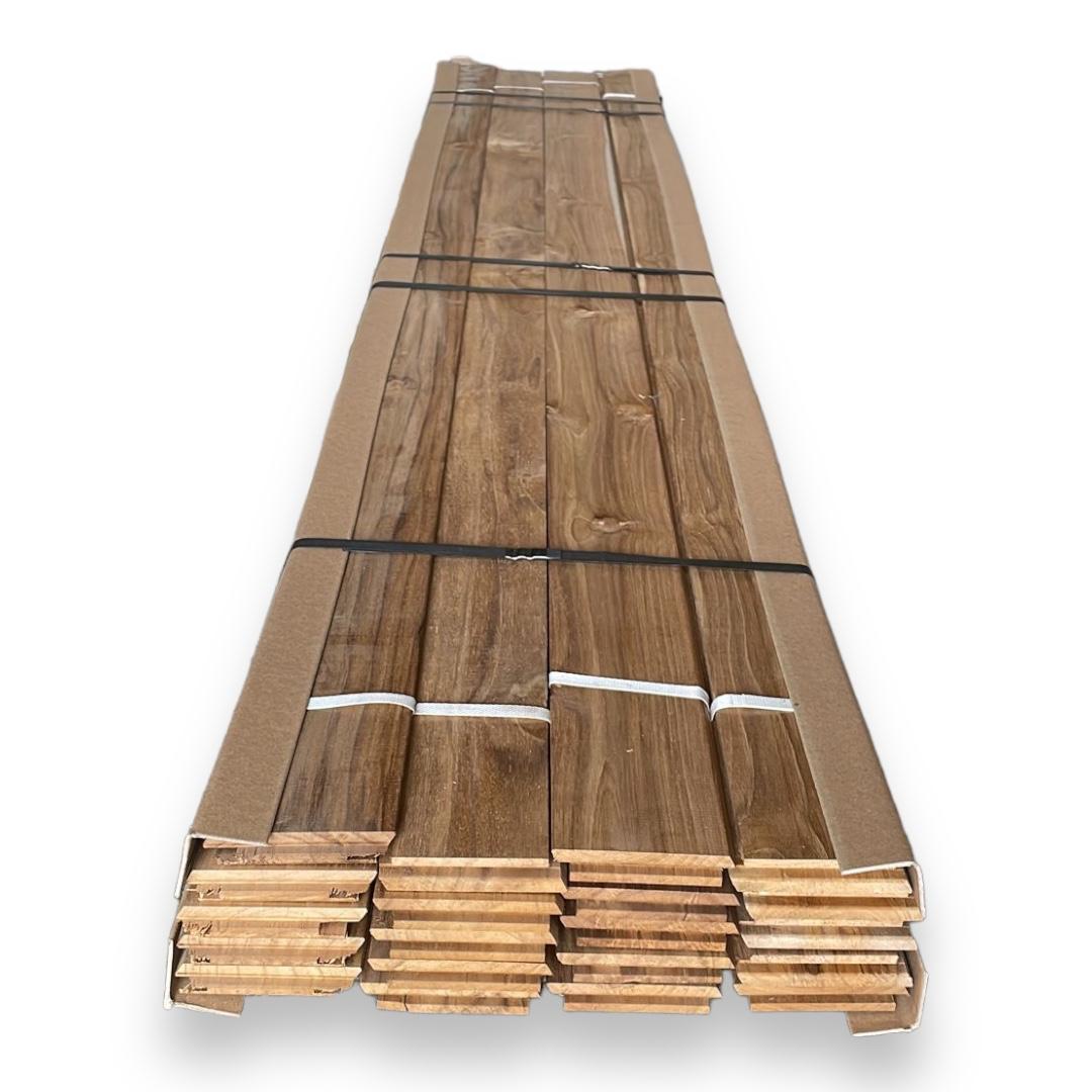 Pack 10 lamas (1 m2) para suelo exterior terraza en madera tropical FSC® de teca 20x100x1000 mm