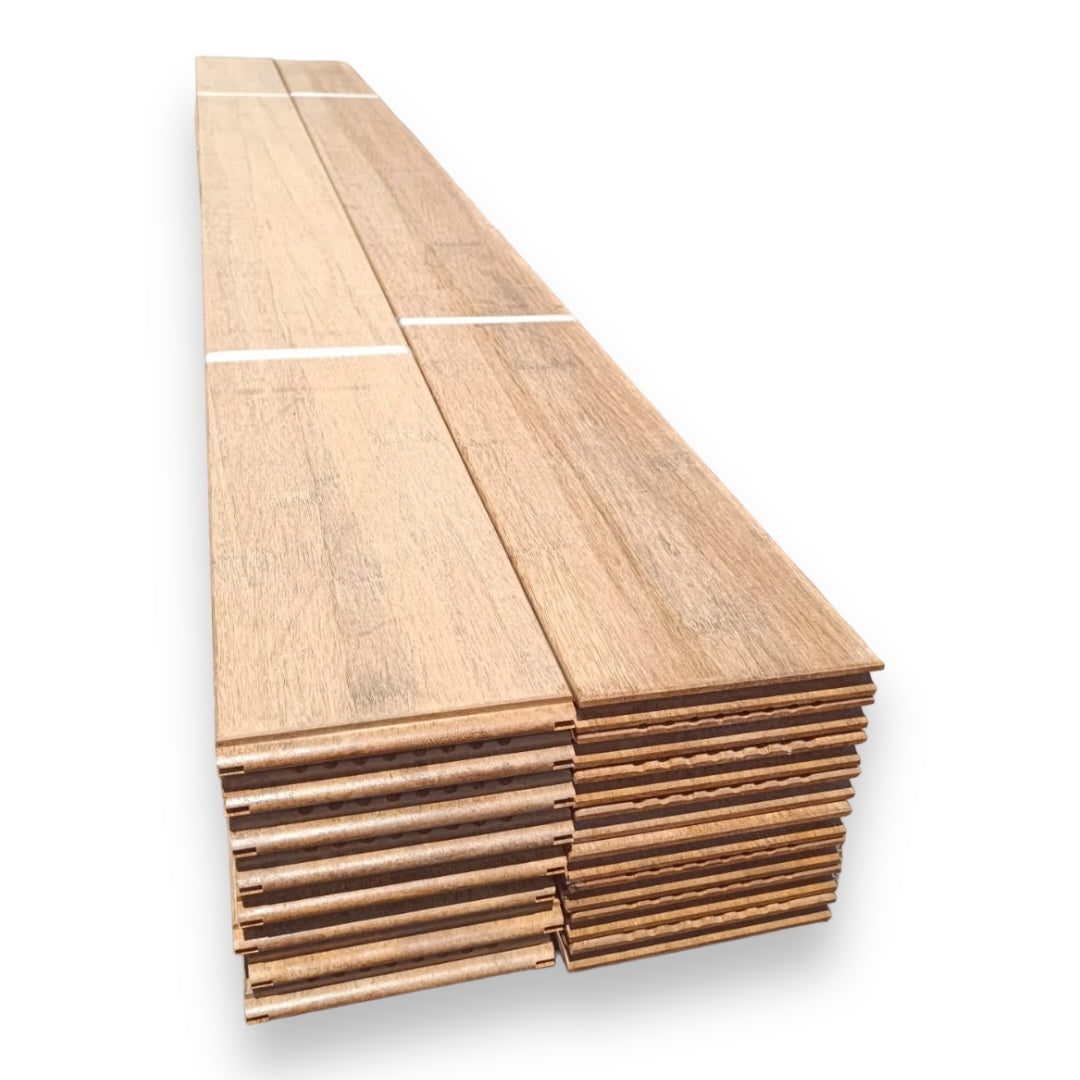 Pack de 20 lamas de suelo de bambú para exterior (5,20 m²) color caramelo – 2x14x186 cm