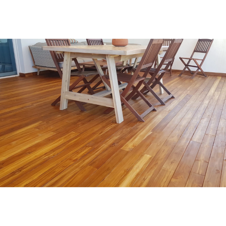 Pack 10 lamas (1 m2) para suelo exterior terraza en madera tropical FSC® de teca 20x100x1000 mm