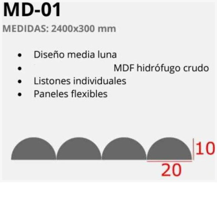 Revestimiento de Pared de Palilleria flexible efecto 3d MDF Hidrófugo 600X2400 MM (1,44 m2/caja)