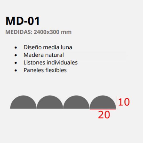 Revestimiento de Pared de Palilleria flexible efecto 3d en Madera Natural de Roble 300X2400 mm MD-01 (0,72 m2/caja)