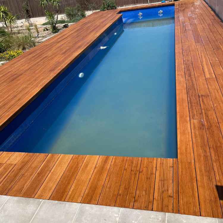 Pack de 20 lamas de suelo de bambú para exterior (5,20 m²) color caramelo – 2x14x186 cm