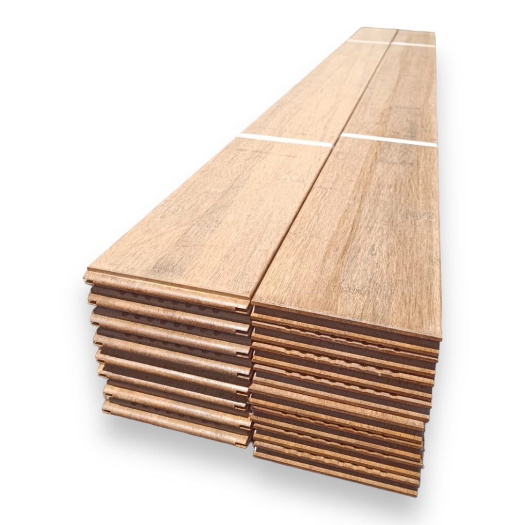 Pack de 20 lamas de suelo de bambú para exterior (5,20 m²) color caramelo – 2x14x186 cm