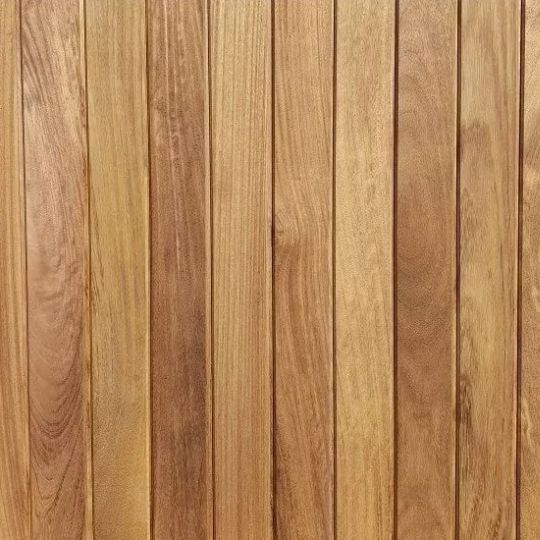 Lot de 10 lames (1,93 m²/carton) de revêtement mural ou de plafond à rainure et languette en Iroko 1,6 x 9 x 215 cm