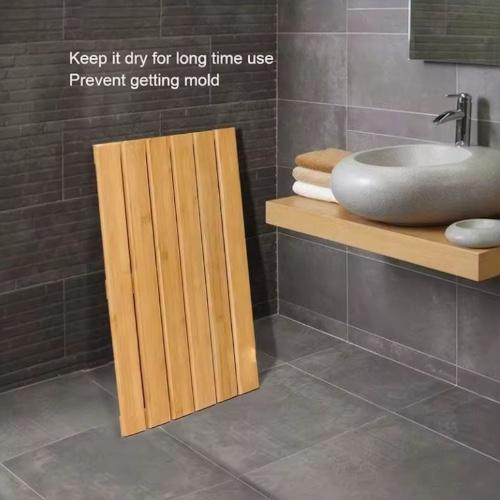Alfombra Tabla de Ducha de Bambú, Alfombra de Baño para Relajación en el Spa, Alfombra de Baño Antideslizantes para Interior o Exterior. 55x35x3 cm